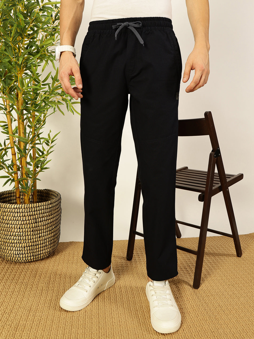 Thomas Scott Men Navy Regular Fit Jogger Trousers