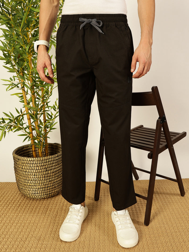 Thomas Scott Men Olive Smart Pleated Mid-Rise Regular Fit Cotton Joggers Trousers