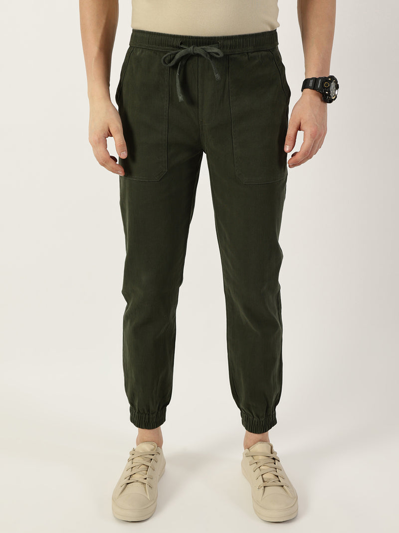 Thomas Scott Men Green Smart Easy Wash Joggers Trousers