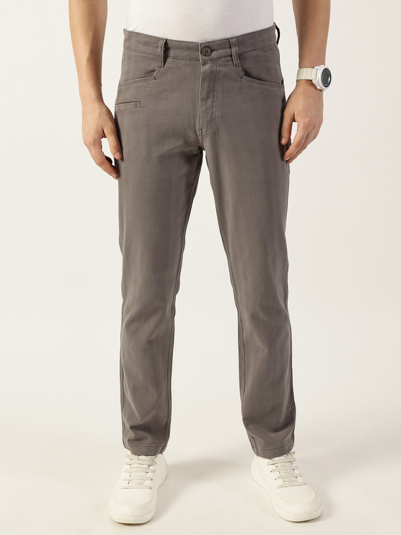 Thomas Scott Men Dark Grey Smart Easy Wash Chinos Trousers