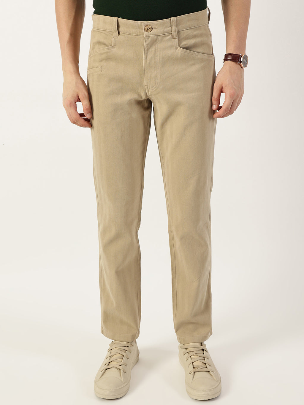Thomas Scott Men Fawn Smart Easy Wash Chinos Trousers