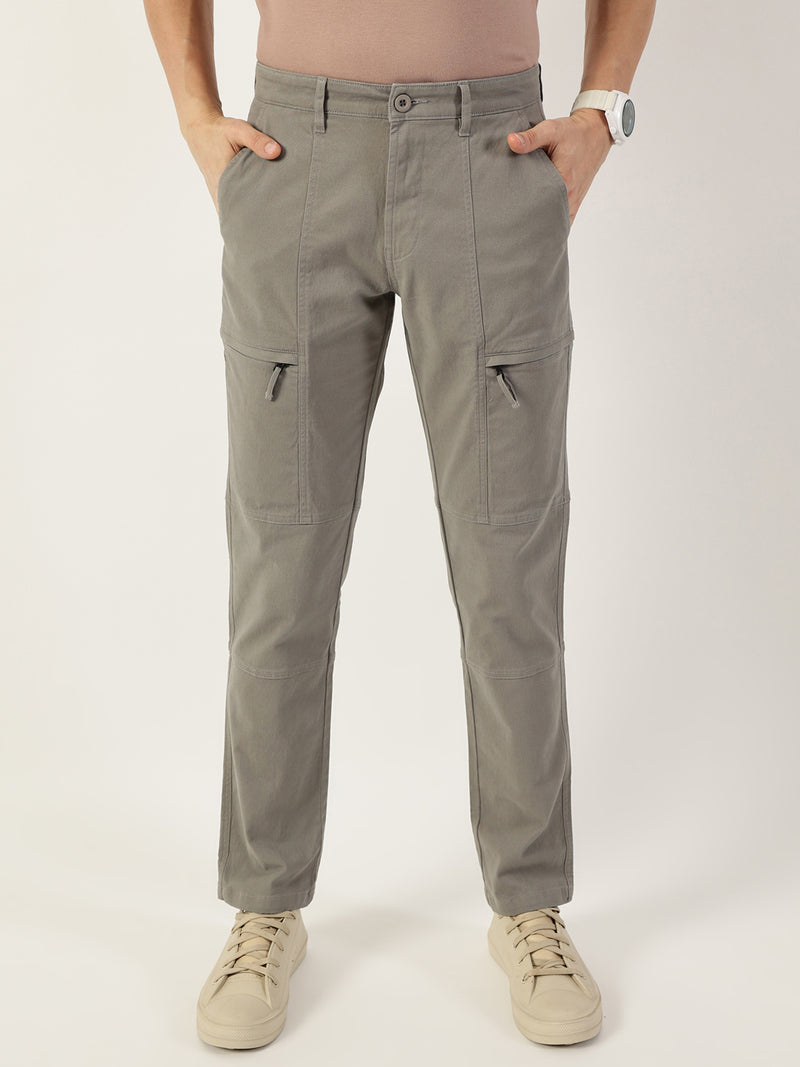 Thomas Scott Men Grey Smart Easy Wash Regular Fit Mid-Rise Cargos