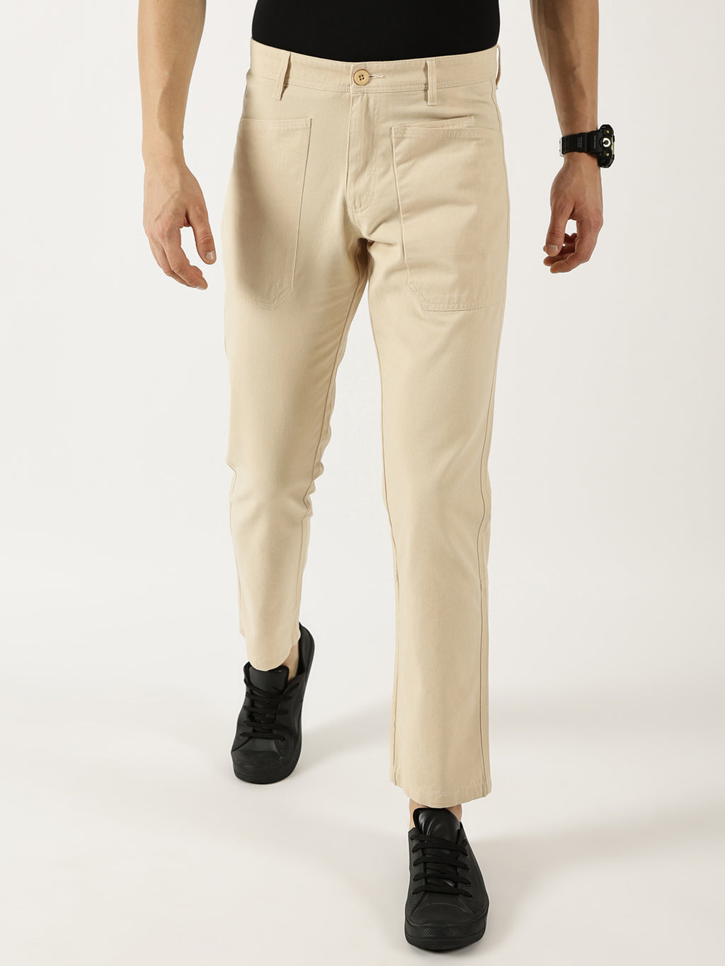 Thomas Scott Men Fawn Smart Straight Fit Easy Wash Trousers