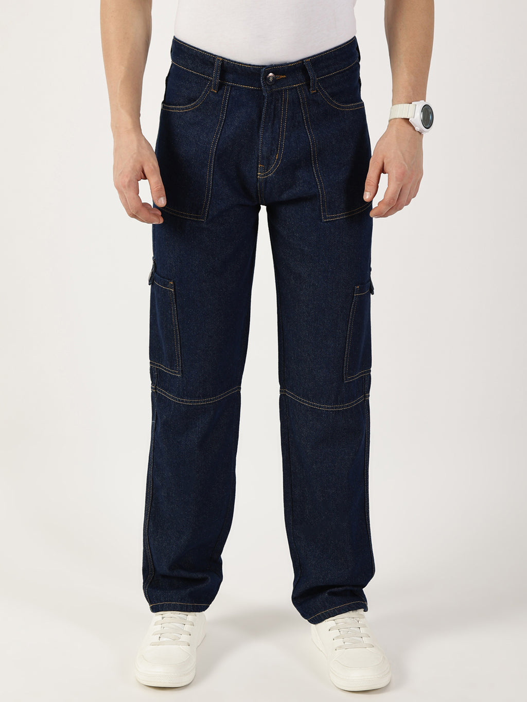 Thomas Scott Men DarkBlue Loose Fit Relaxed Fit Mid-Rise Cotton Jeans