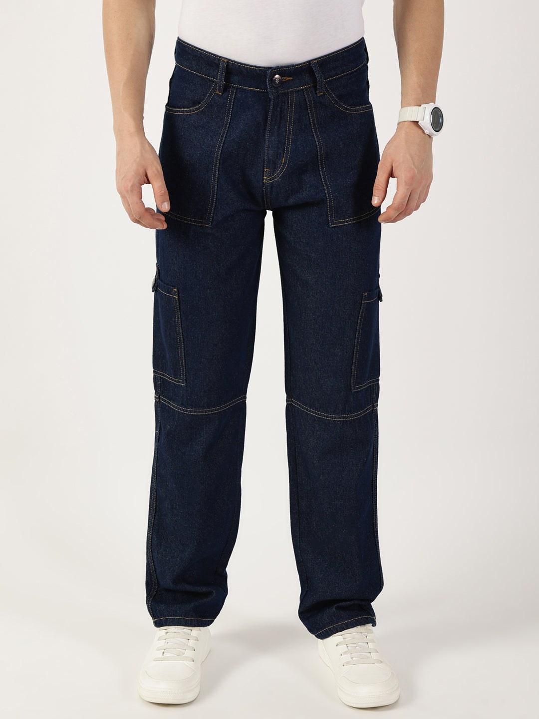 Thomas Scott Men DarkBlue Loose Fit Relaxed Fit Mid-Rise Cotton Jeans