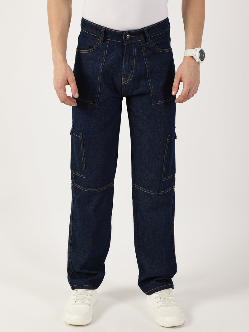 Thomas Scott Men DarkBlue Loose Fit Relaxed Fit Mid-Rise Cotton Jeans