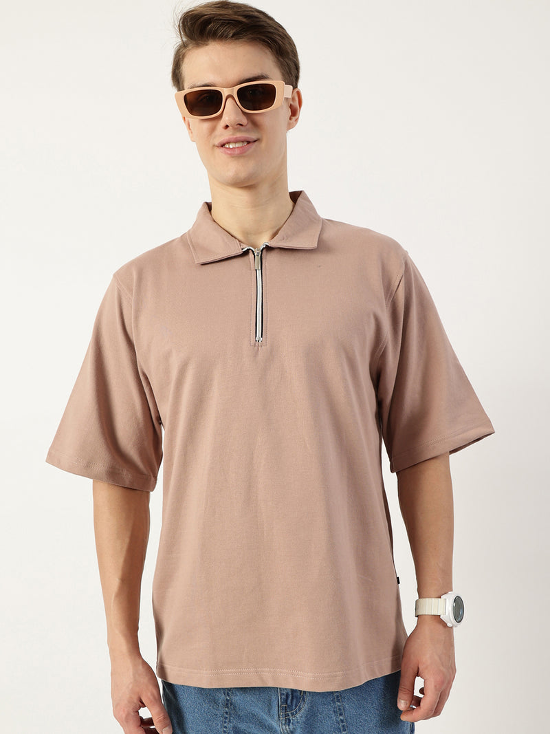 Thomas Scott Men Onion Pink Polo Collar Bio Finish T-shirt