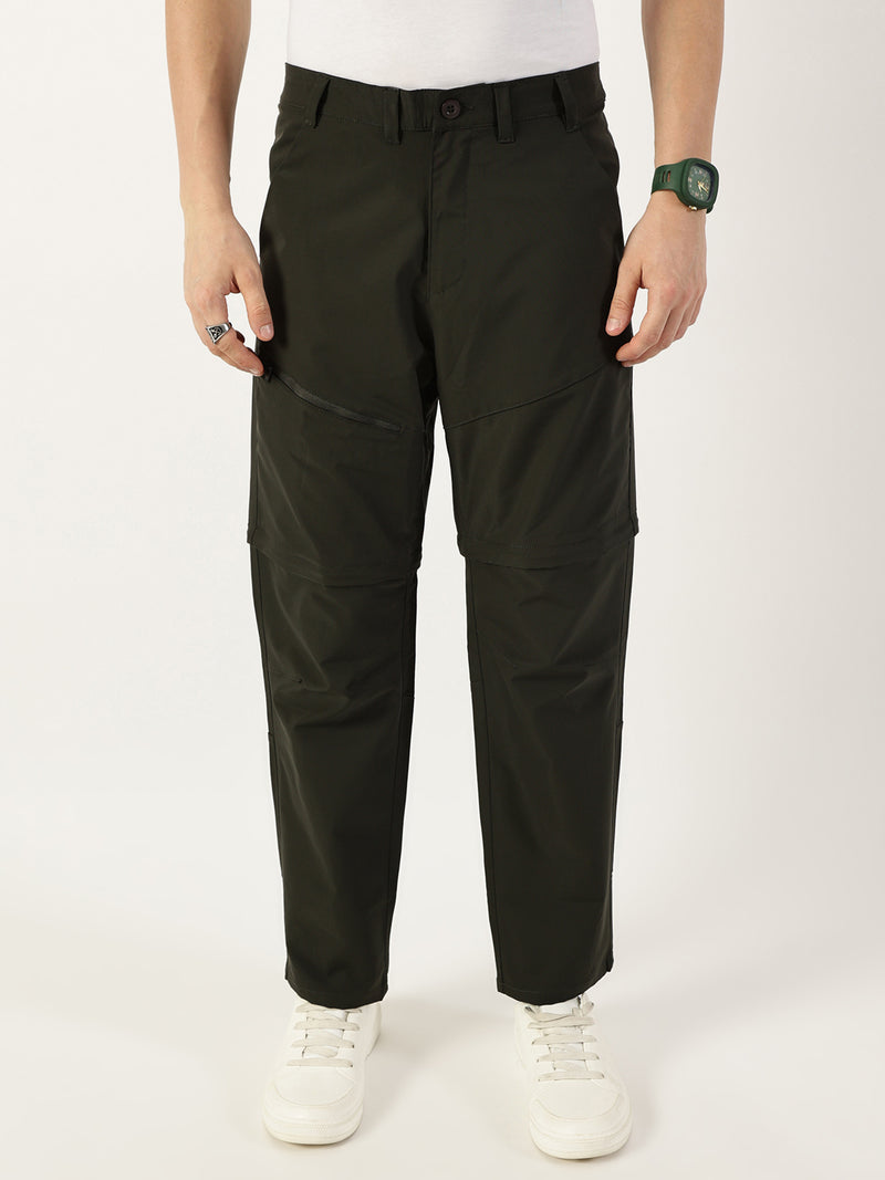 Thomas Scott Men Dark Grey Relaxed Straight Fit Convertible Trousers