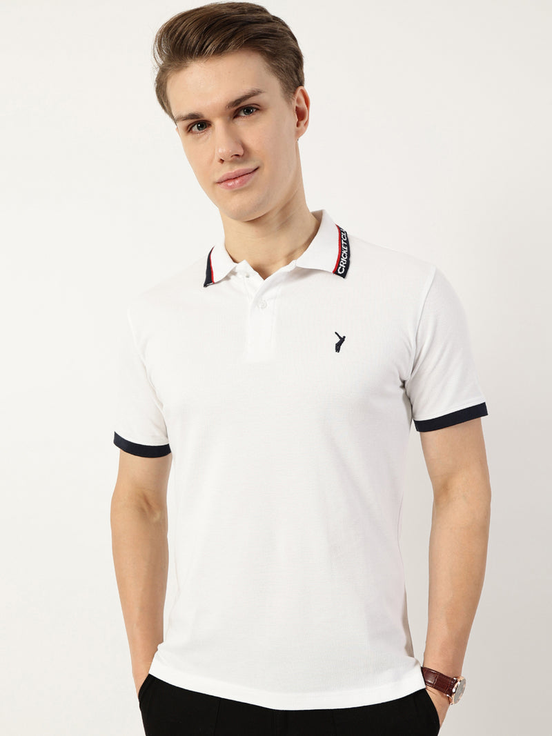Thomas Scott Men White Polo Collar T-shirt