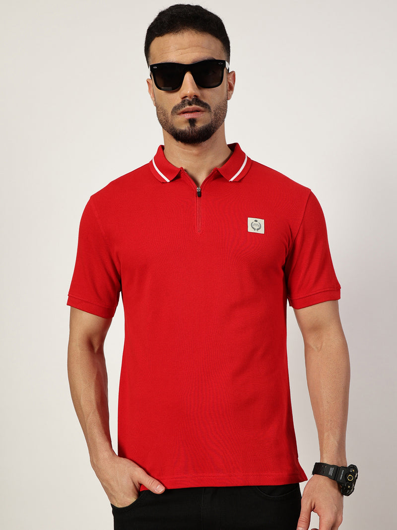 Thomas Scott Men Red Polo Collar T-shirt