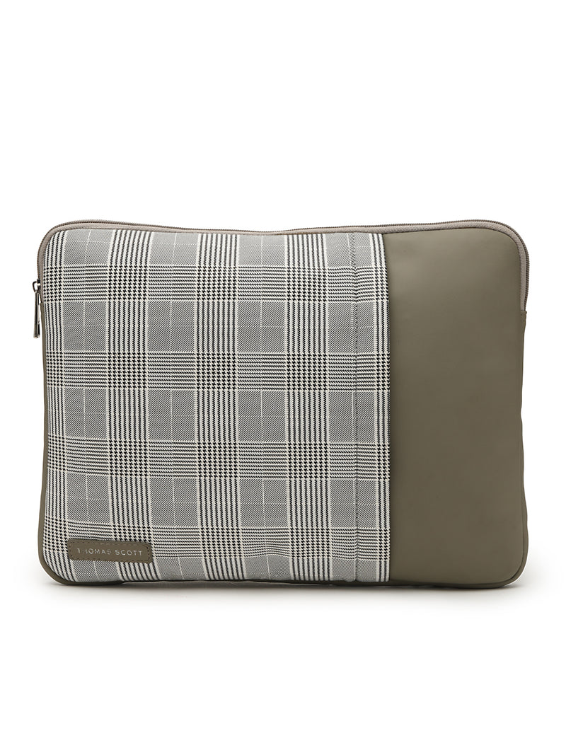 Thomas Scott Men Checked PU Laptop Sleeve Bag