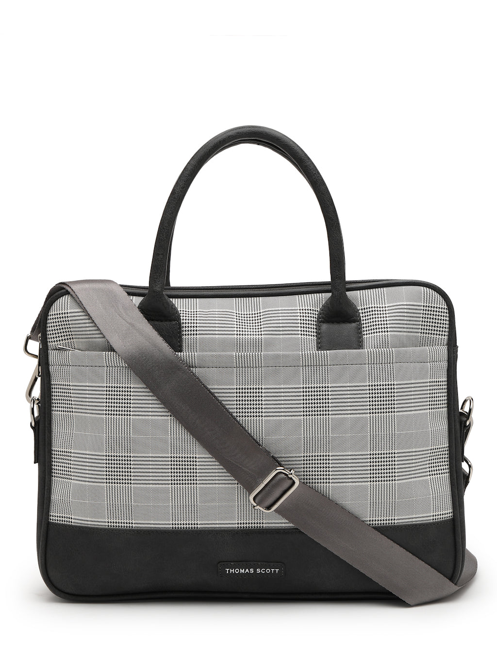 Thomas Scott Men Checked PU Laptop Bag