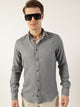 Thomas Scott Men Grey Classic Button-Down Collar Solid Slim Fit Casual Shirt