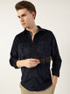 Thomas Scott Men Navy Classic Spread Collar Textured Slim Fit Casual Shirt