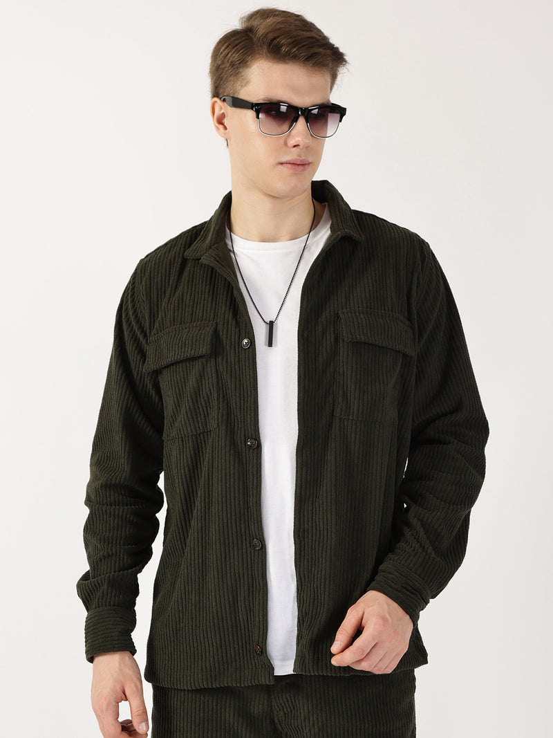 Thomas Scott Men Olive Premium Opaque Casual Shirt