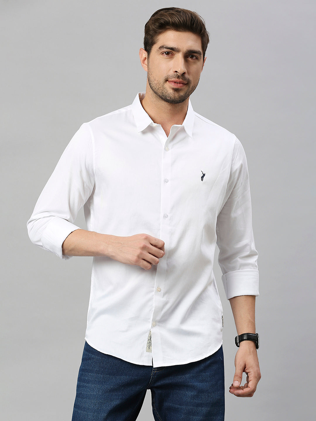 Thomas Scott Men Classic Slim Fit Spread Collar Casual Shirt