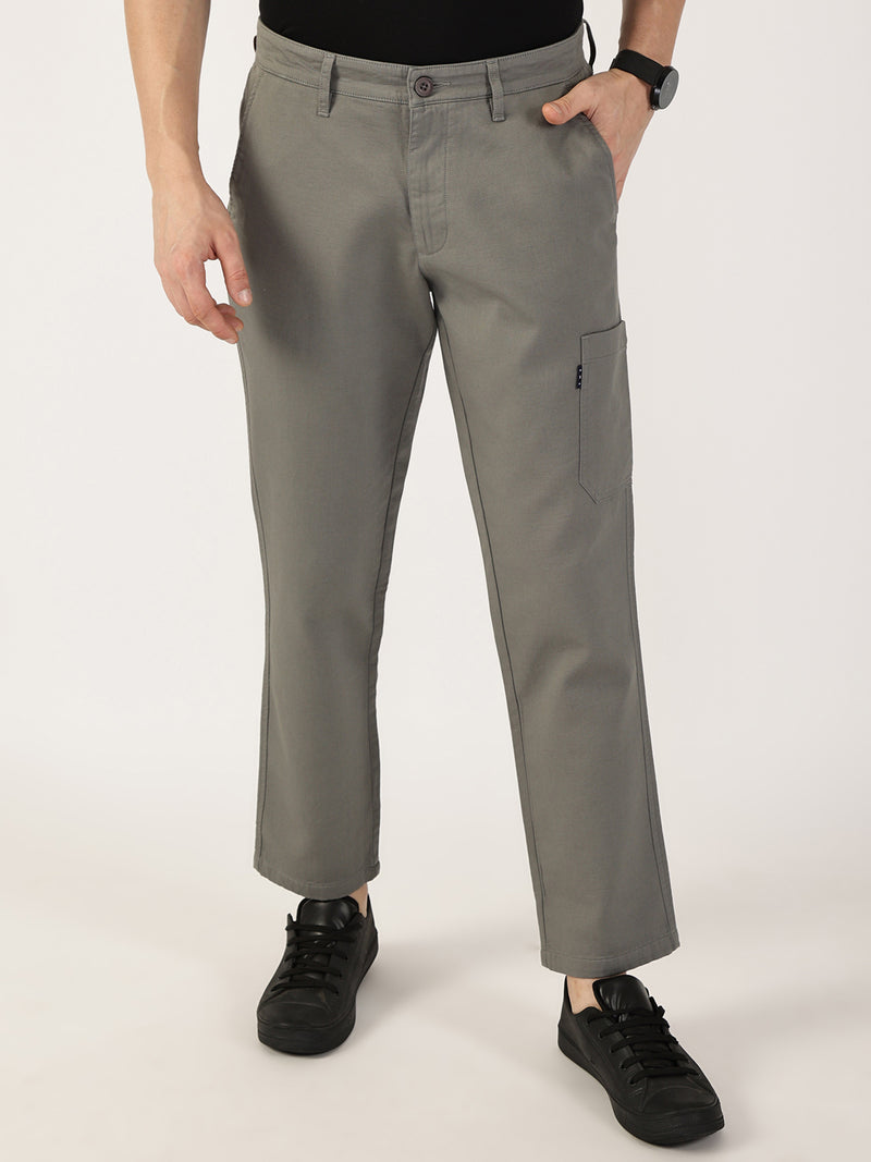 Thomas Scott Men DarkGrey Smart Regular Fit Mid-Rise Chinos Trousers