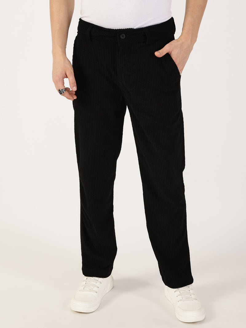 Thomas Scott Men Grey Striped Smart Cargos Trousers