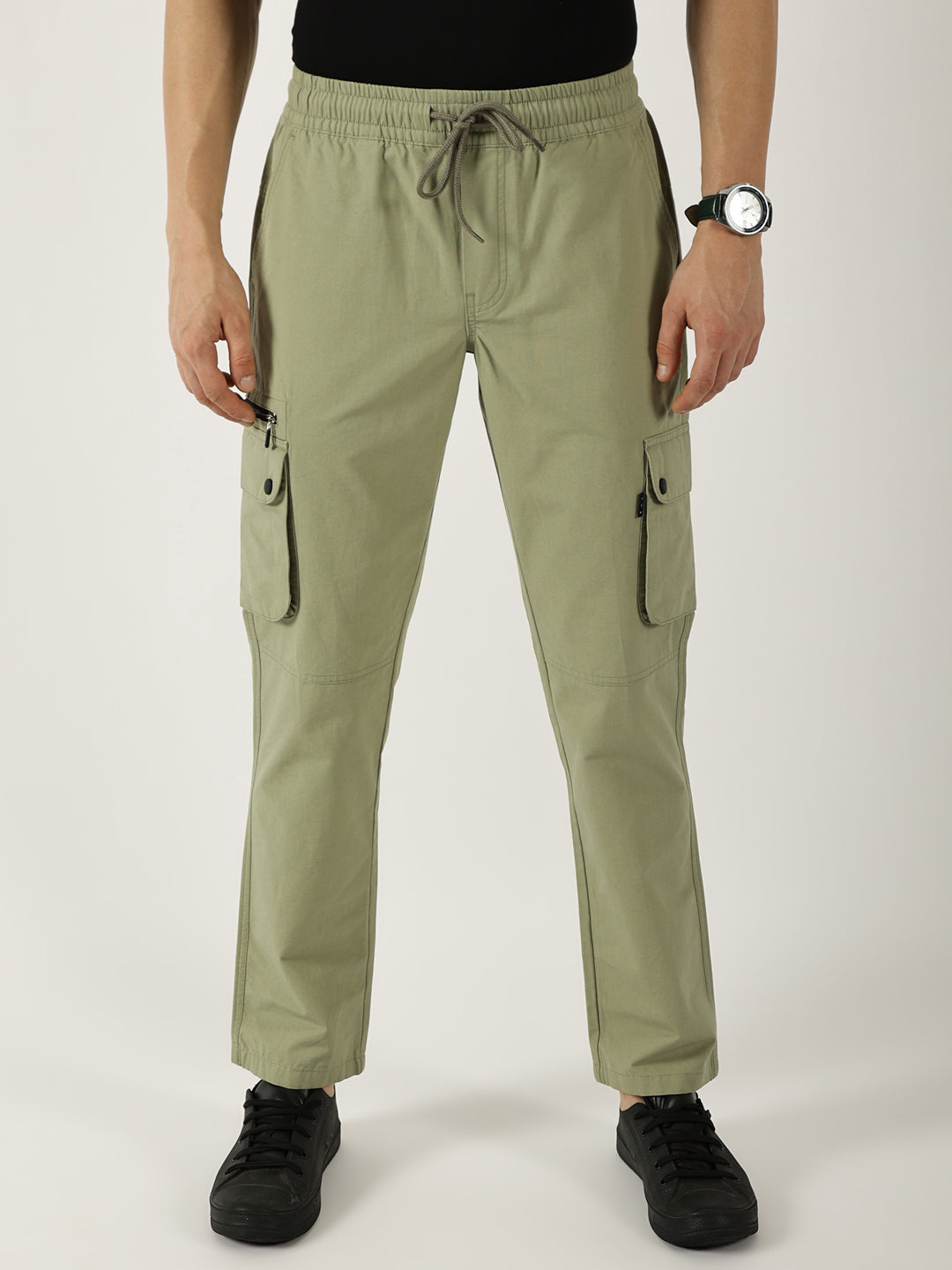 Thomas Scott Men Pista Smart Regular Fit Mid-Rise Easy Wash Cotton Cargos