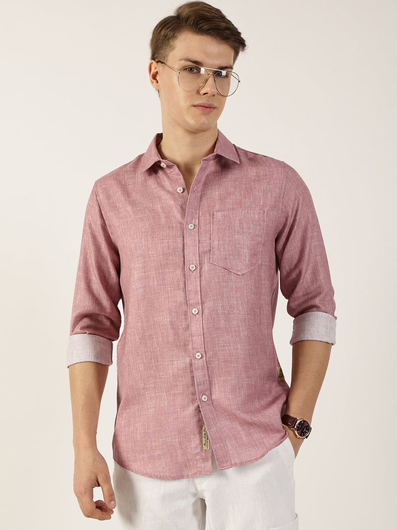 Thomas Scott Men Pink Premium Slim Fit Opaque Casual Shirt