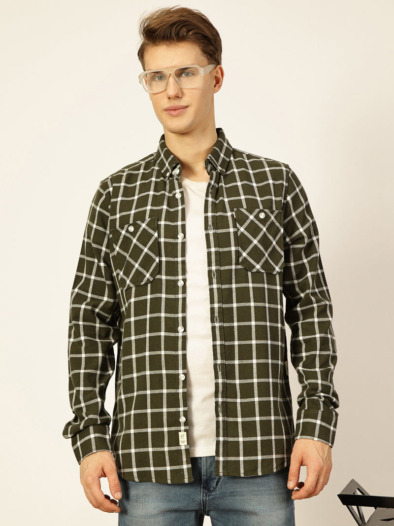 Thomas Scott Men Premium Slim Fit Gingham Checks Opaque Checked Casual Shirt