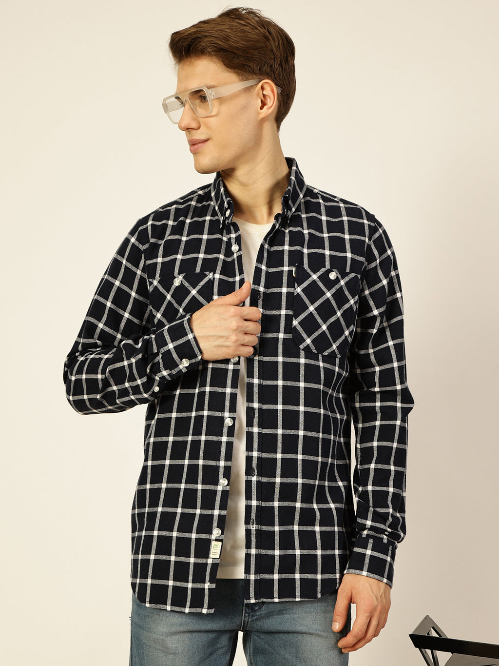Thomas Scott Men Premium Slim Fit Gingham Checks Opaque Checked Casual Shirt