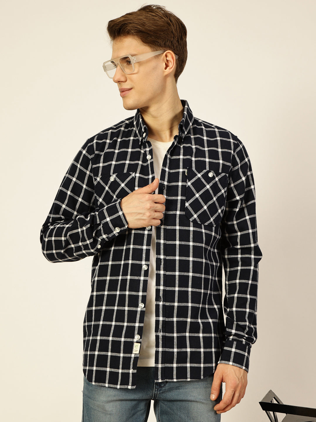 Thomas Scott Men Premium Slim Fit Gingham Checks Opaque Checked Casual Shirt