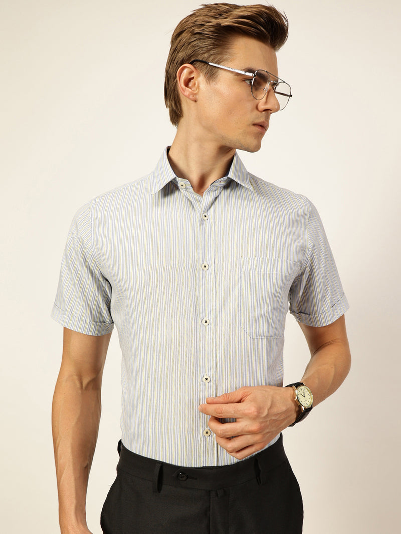Thomas Scott Men Smart Pinstripes Opaque Striped Formal Shirt