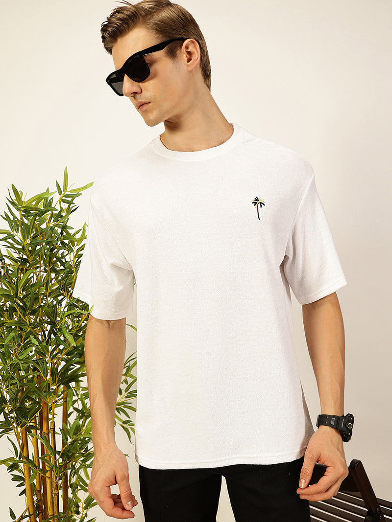 Thomas Scott Men Solid Round Neck Oversized Casual T-shirt