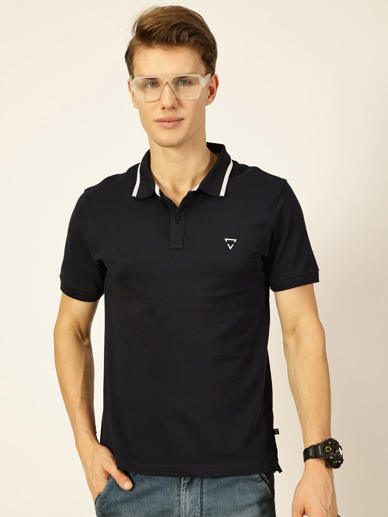 Thomas Scott Men Navy Blue Regular Fit Polo Tshirt