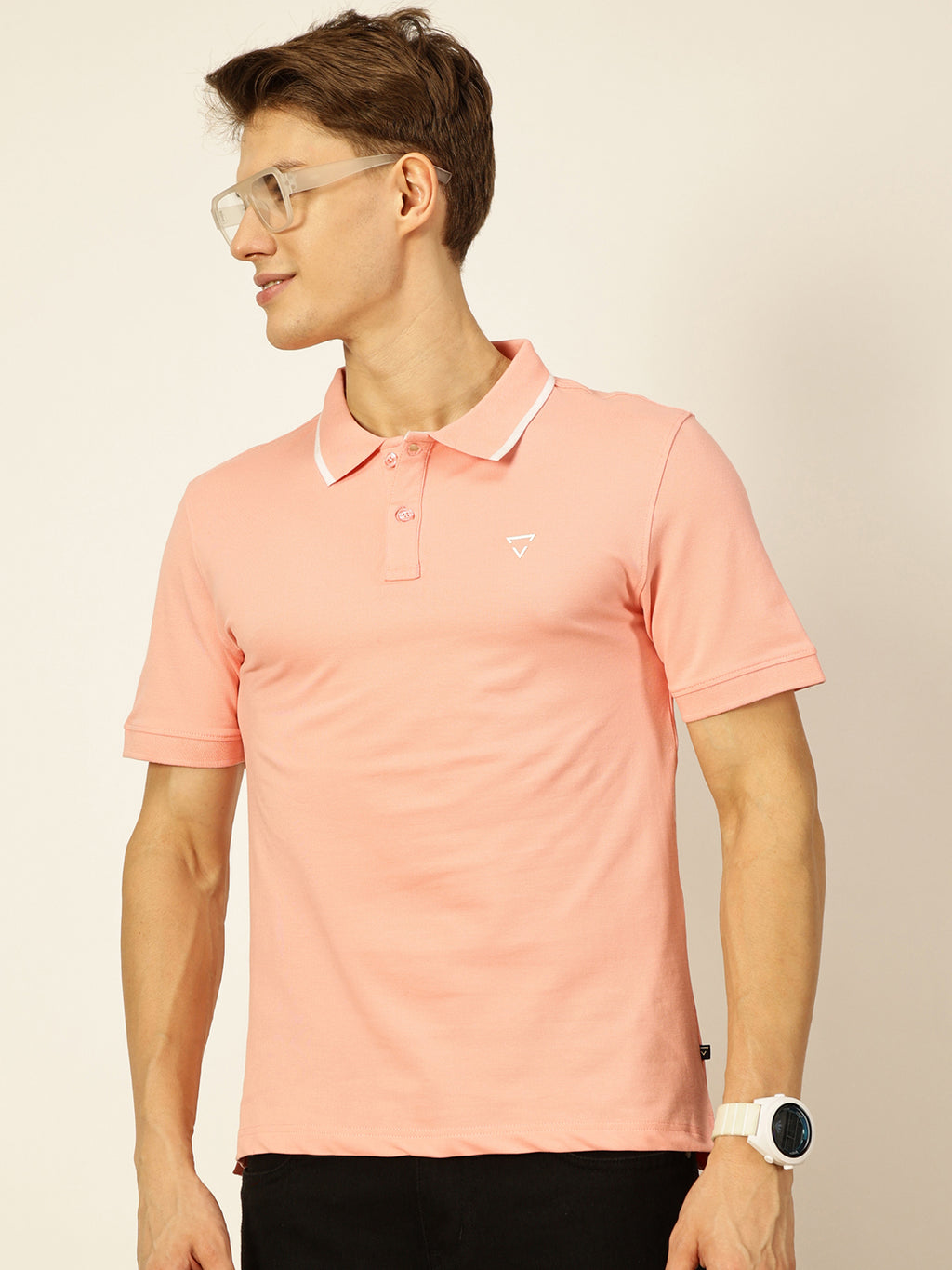 Thomas Scott Men Pink Regular Fit Polo Tshirt - S