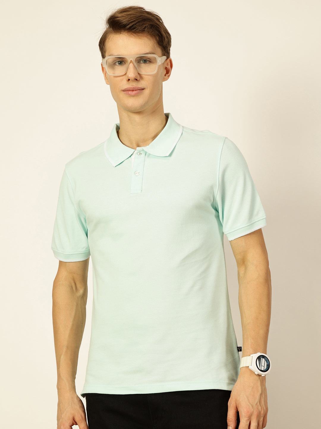 AqThomas Scott Men Blue Regular Fit Polo Tshirt