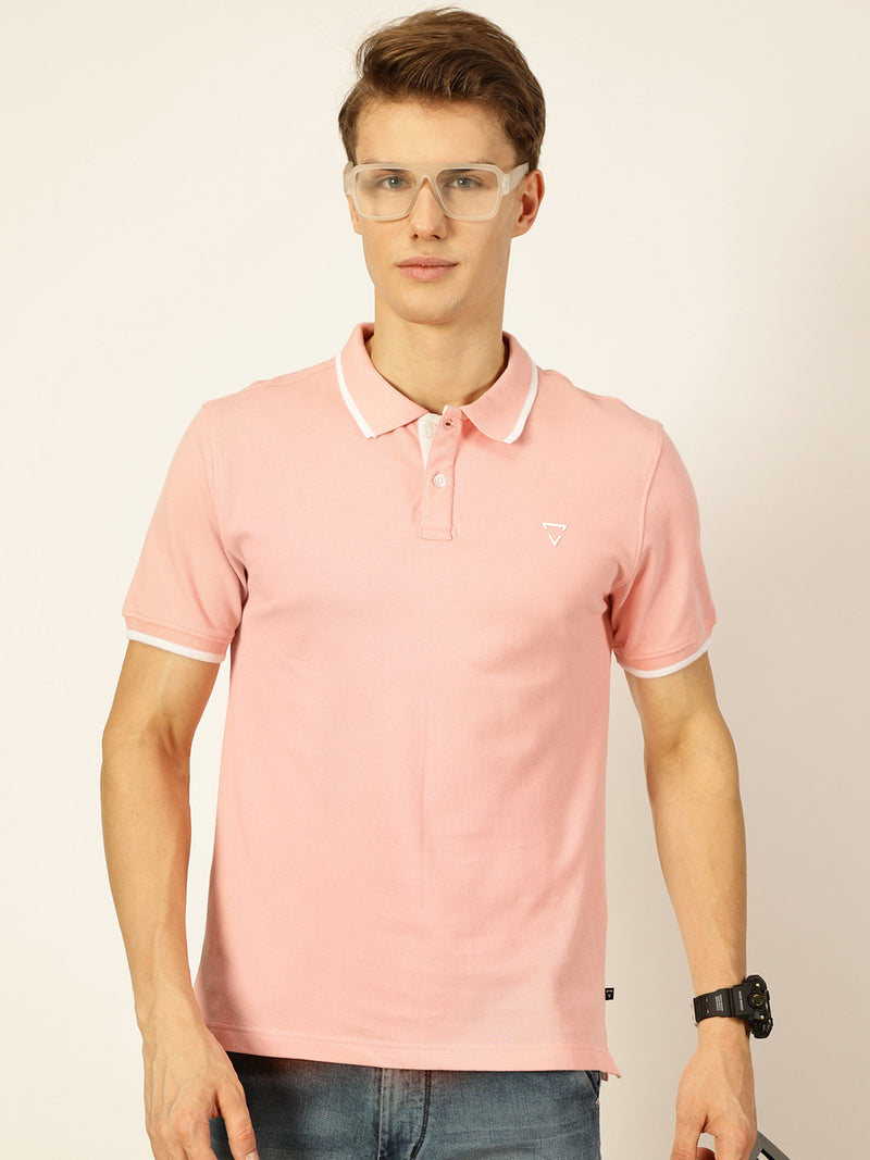 Thomas Scott Men Pink Regular Fit Polo Tshirt