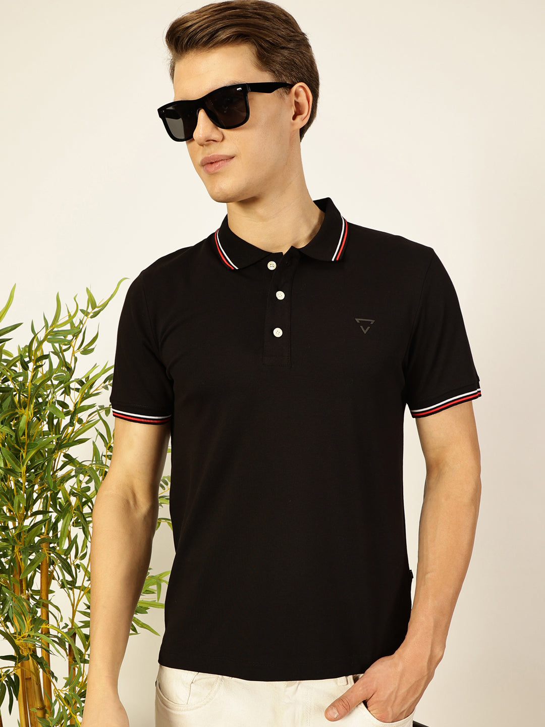 Thomas Scott Men Black Regular Fit Polo Tshirt - S
