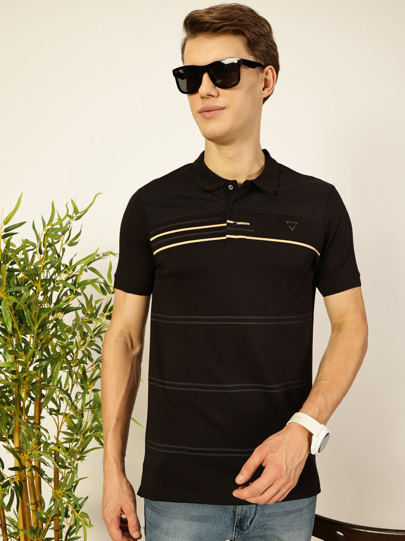 Thomas Scott Men Black Cotton Polo Tshirt - S