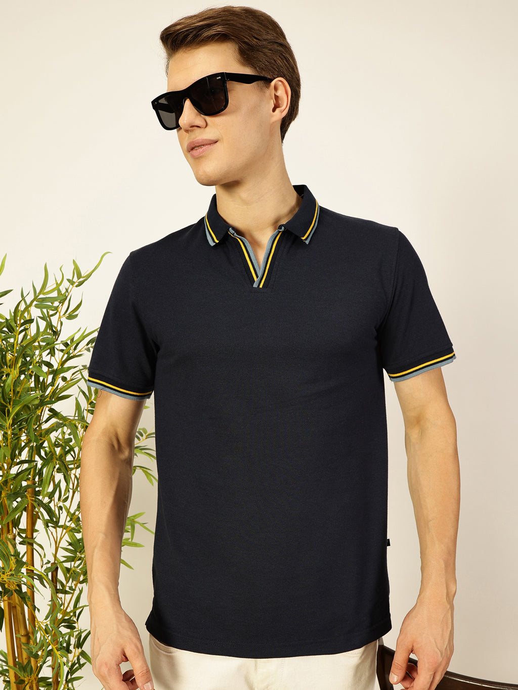 Thomas Scott Men Navy Blue Regular Fit Polo Tshirt - S
