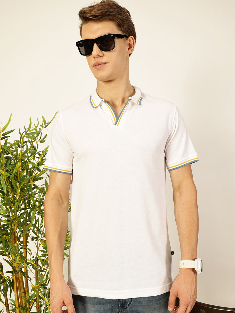 Thomas Scott Men White Regular Fit Polo Tshirt - S