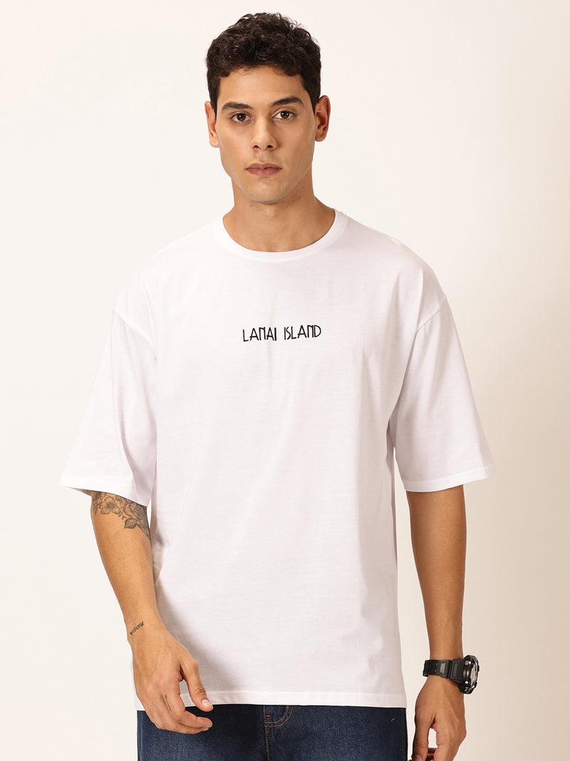 Thomas Scott Men Round Neck Typography Printed Short Sleeves Cotton Oversized T-shirt