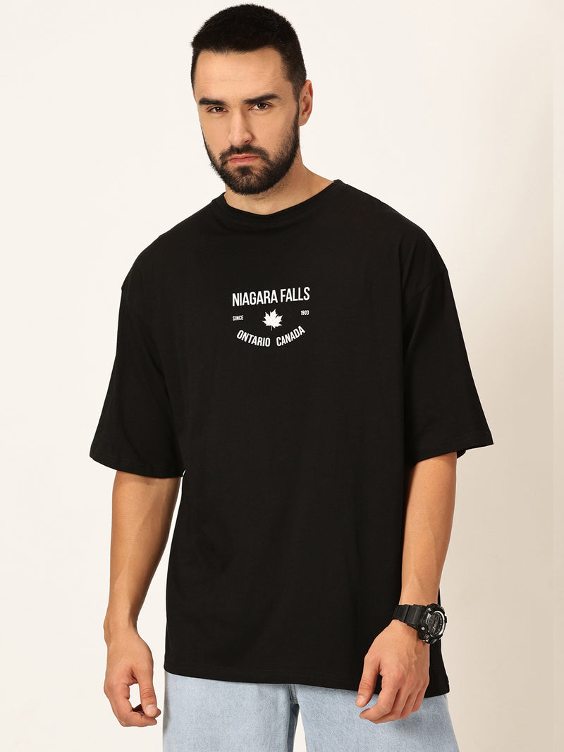 Thomas Scott Men Oversized Graphic Printed Drop-Shoulder Sleeves Cotton Bio Finish T-shirt