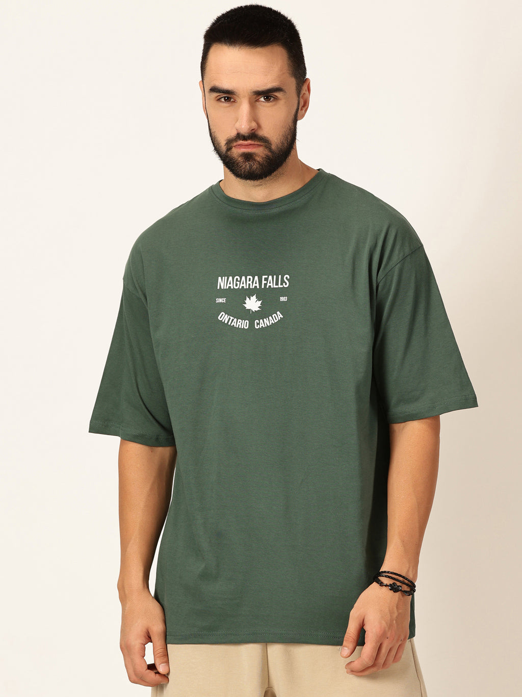 Thomas Scott Men Graphic Printed Bio Finish Drop-Shoulder Sleeves Cotton T-shirt