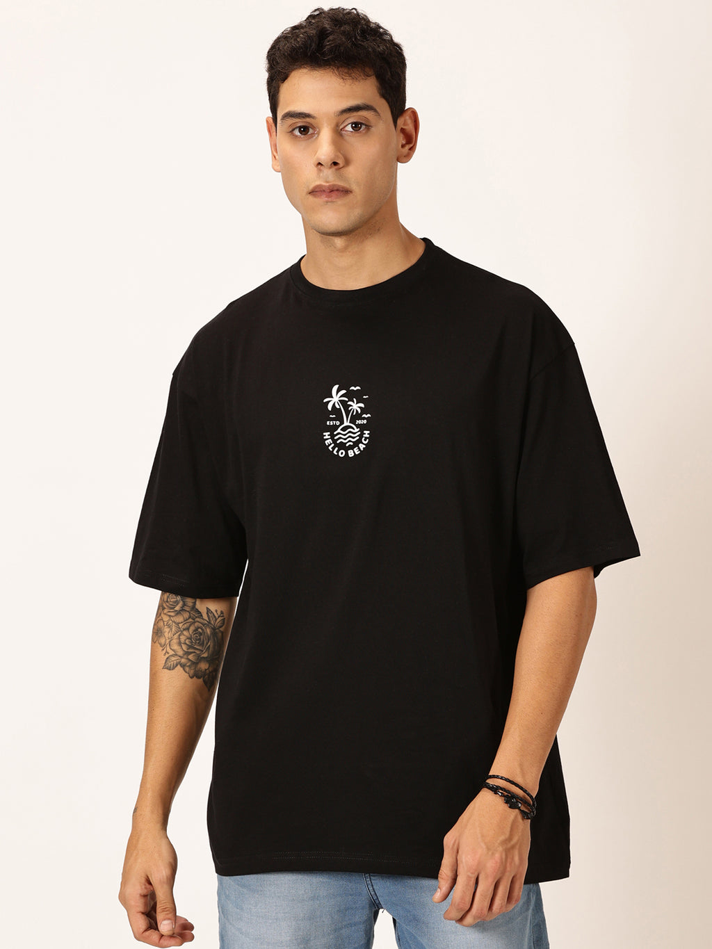 Thomas Scott Men Round Neck Typography Printed Cotton Oversized T-shirt