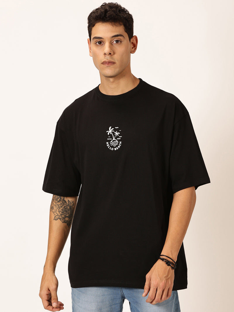 Thomas Scott Men Round Neck Typography Printed Cotton Oversized T-shirt