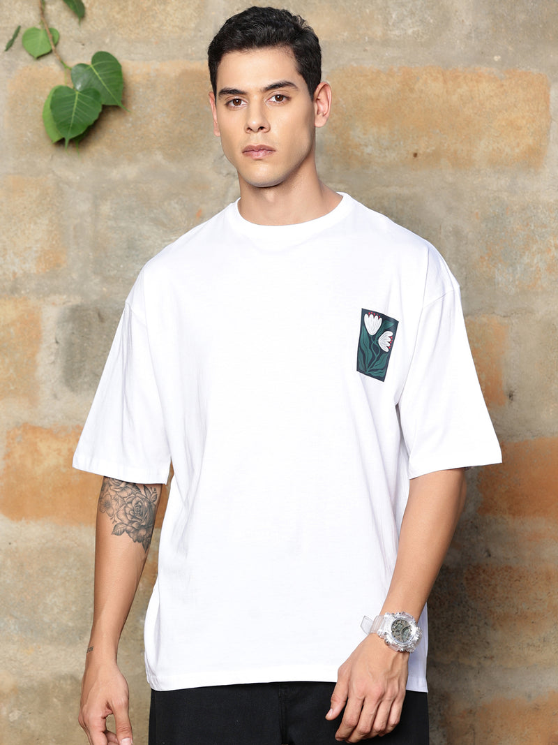 Thomas Scott Men Graphic Printed Drop-Shoulder Sleeves Oversized Pure Cotton T-shirt