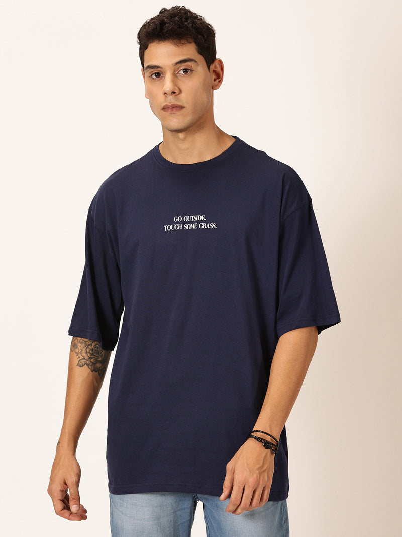 Thomas Scott Men Round Neck Typography Printed Cotton Oversized T-shirt