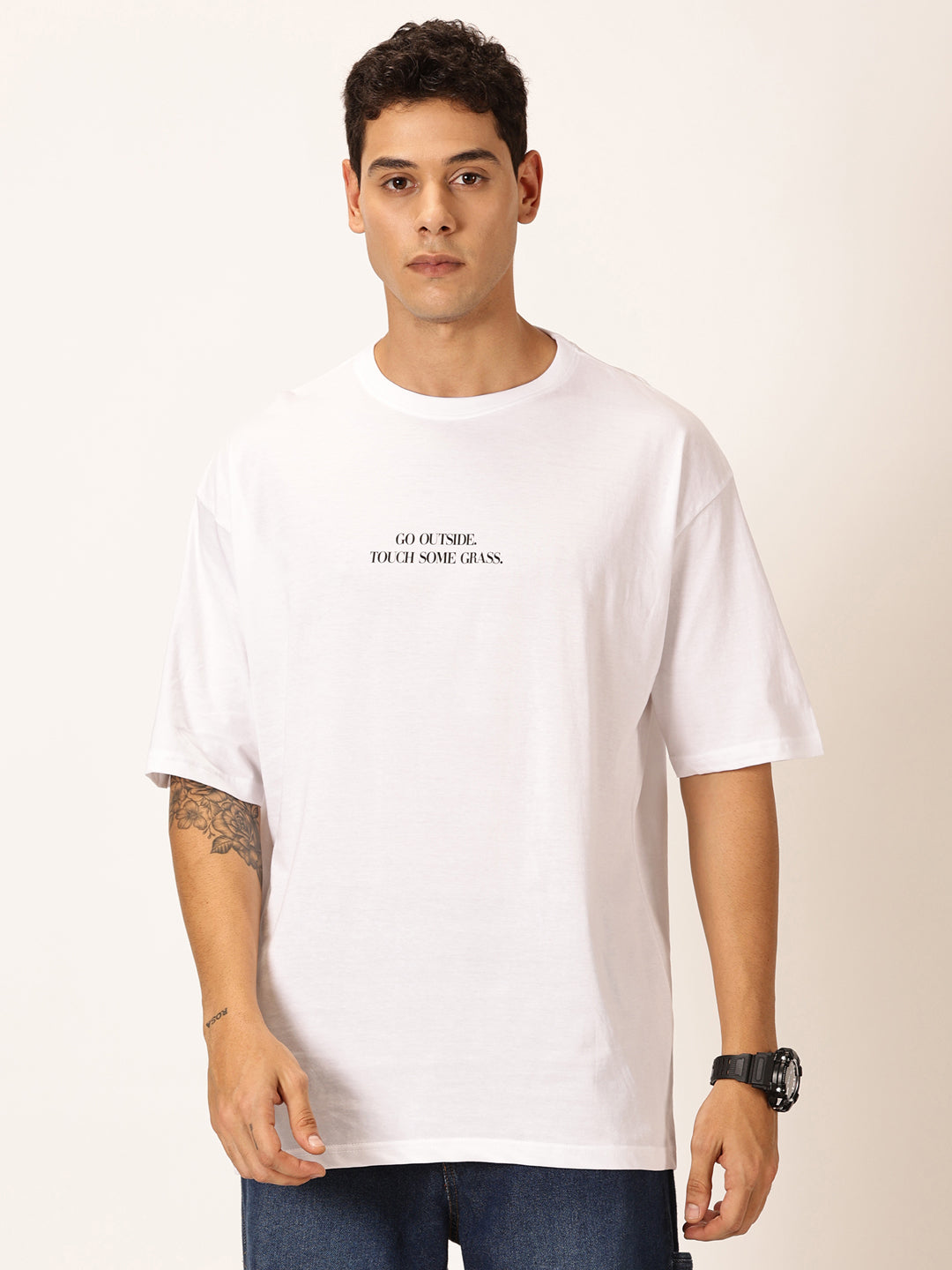 Thomas Scott Men Round Neck Typography Printed Cotton Oversized T-shirt