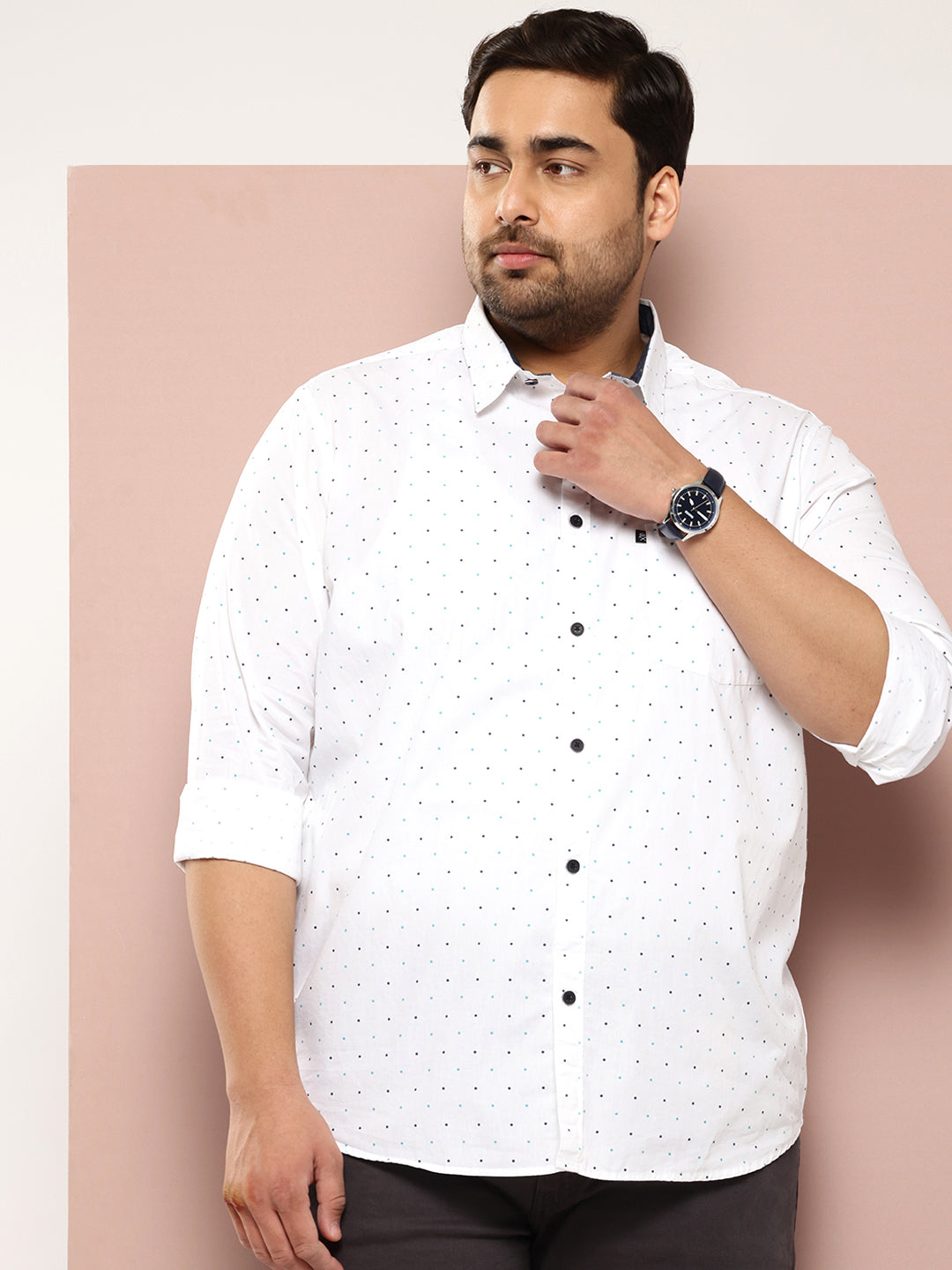 Thomas Scott Men Aqua Plus Size Premium Casual Shirt