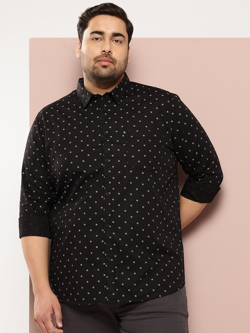 Thomas Scott Men Black Plus Size Premium Casual Shirt