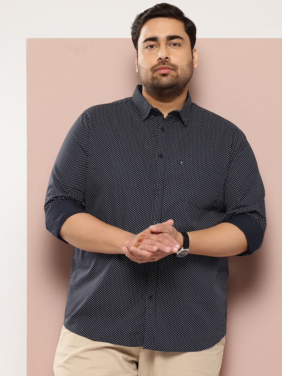 Thomas Scott Men DarkBlue Plus Size Premium Casual Shirt