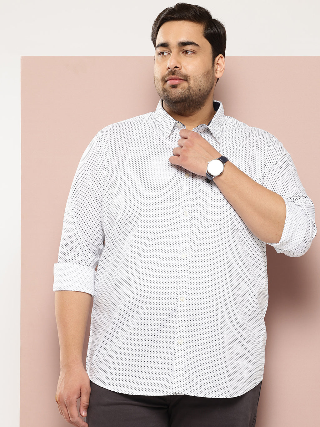 Thomas Scott Men Navy Plus Size Premium Casual Shirt