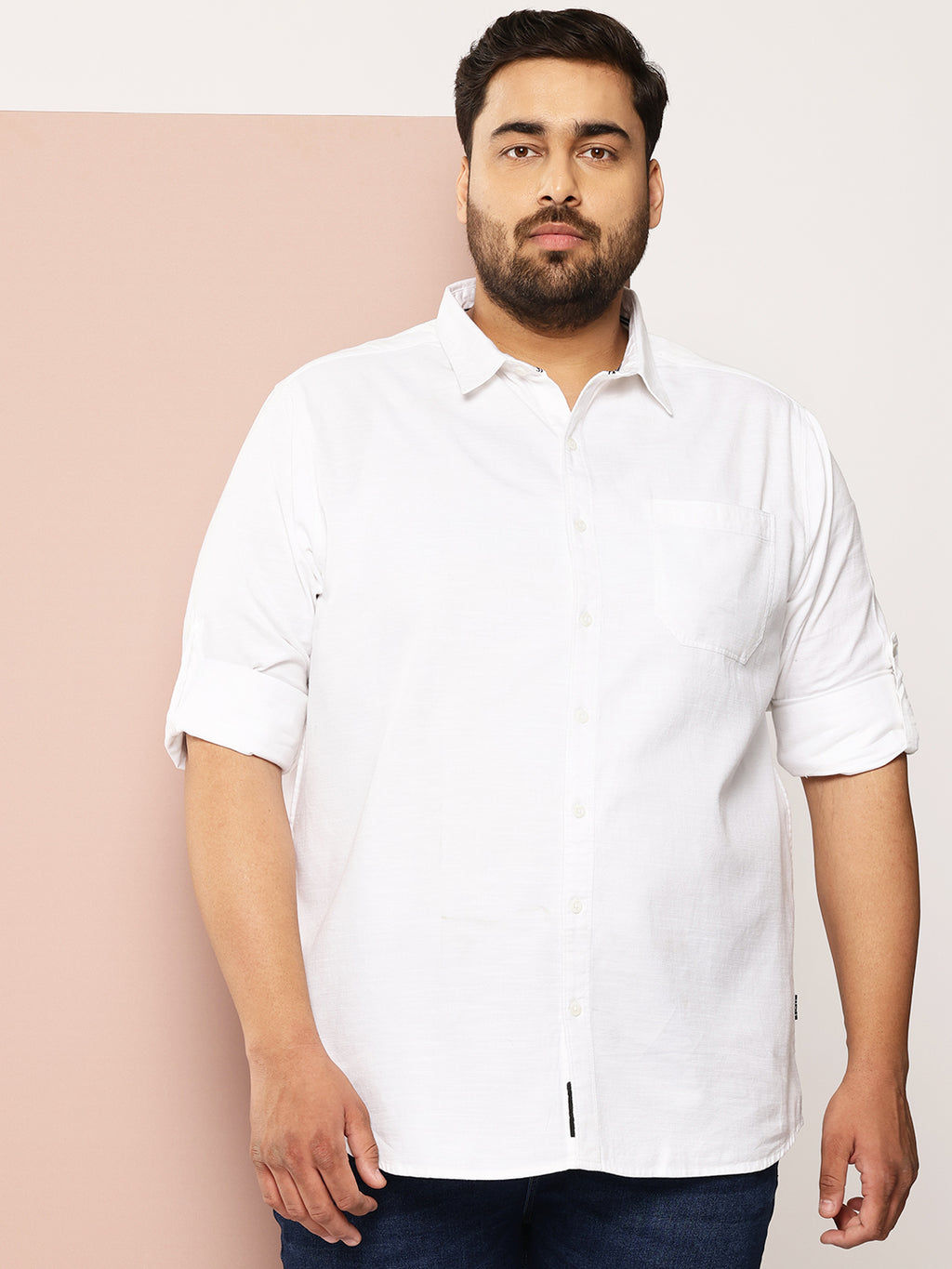 Thomas Scott Men White Plus Size Premium Pure Cotton Casual Shirt